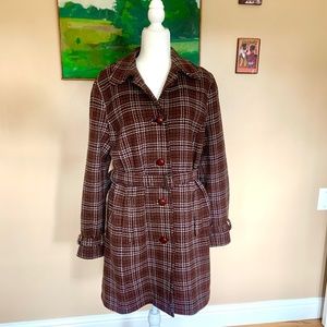 VGUC L.L.Bean Plaid Wool Coat Women's Medium